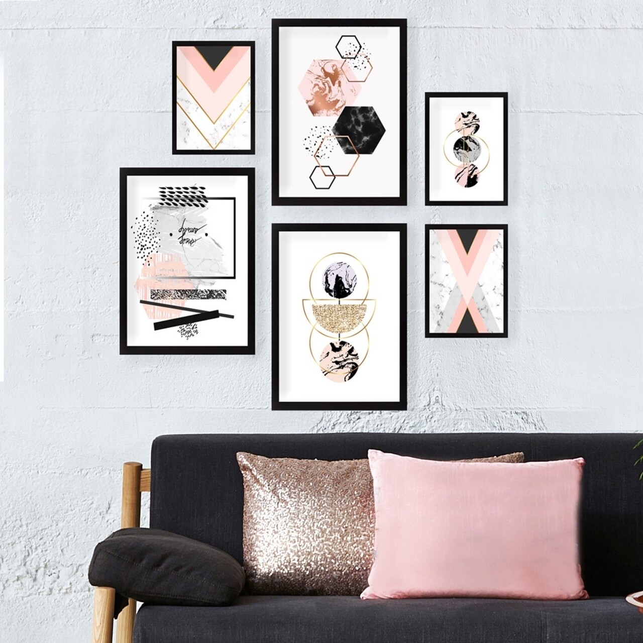 Set 6 tablouri decorative, SET_008, Lulu, 24x29 cm/34x44 cm, plastic - imagine 4